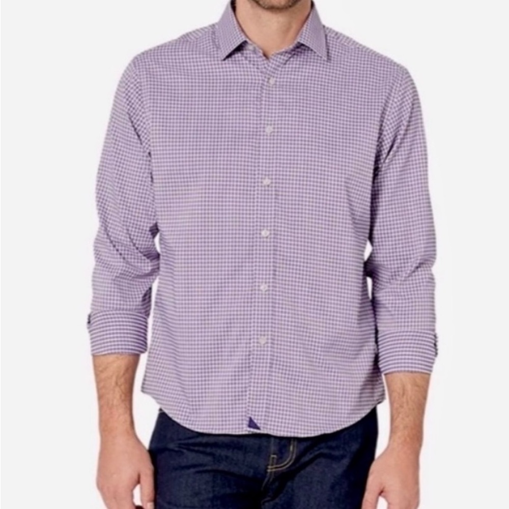 UNTUCKit Lorimar checked Button down Shirt Blue red purple Stretchy Mens XXL